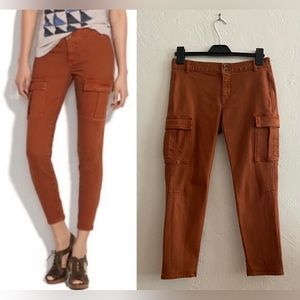 MADEWELL CADET CROP CARGO PANTS RUST ORANGE SIZE 28